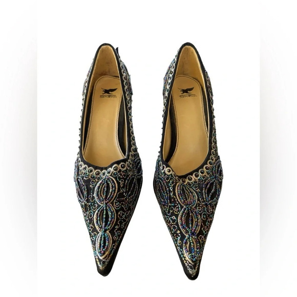 Shiekh Shoes - Shiekh pointed toe beaded embroidered heels